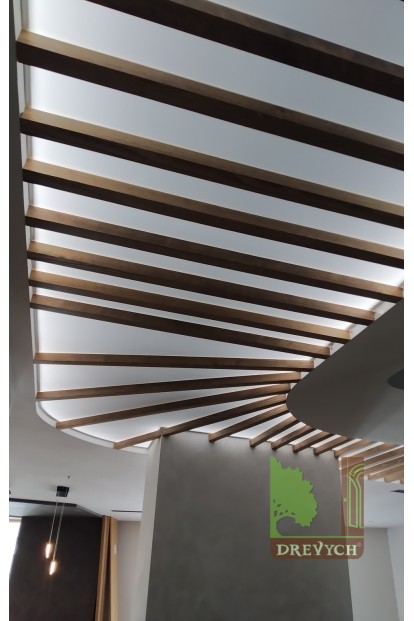 Decor of a hanging wall with backlighting and wood from Drevych Ukraine